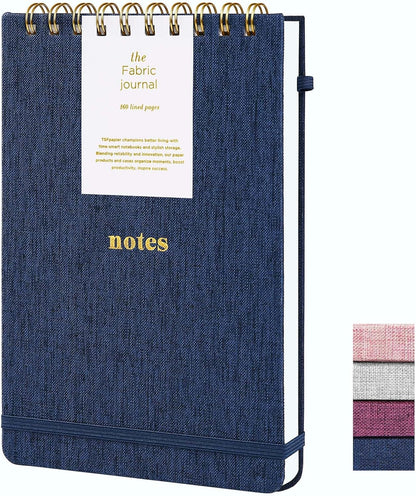 A5 Top Spiral Notebook – Hardcover Journal 160 Pages 100 GSM Thick Paper With Elastic Band & Pen Holder Steno Pads College Ruled Writing Notebooks for Work School Travel Pink