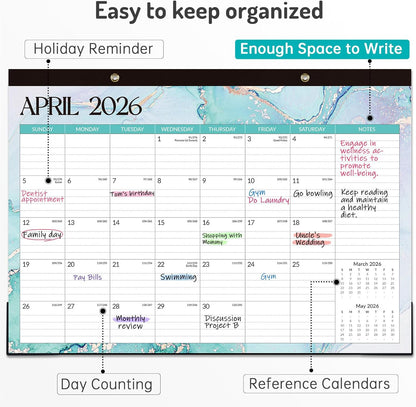 Forvencer Desk Calendar 2026-2027, 21 Months Calendar Runs from April 2026 to December 2027, 17" x 12" Large 2026 Wall Calendar Monthly Planner with Plastic Cover for Home School Office