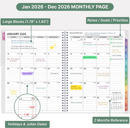 2026 Appointment Book, 30 Minutes-Hourly, Weekly ＆ Monthly Calendar Planner 2026, Jan 2026 - Dec 2026, 8.5'' x 11'', 2026 Daily Planner with Tabs ＆Pocket, Flexible Cover, Great for Office, Home, School