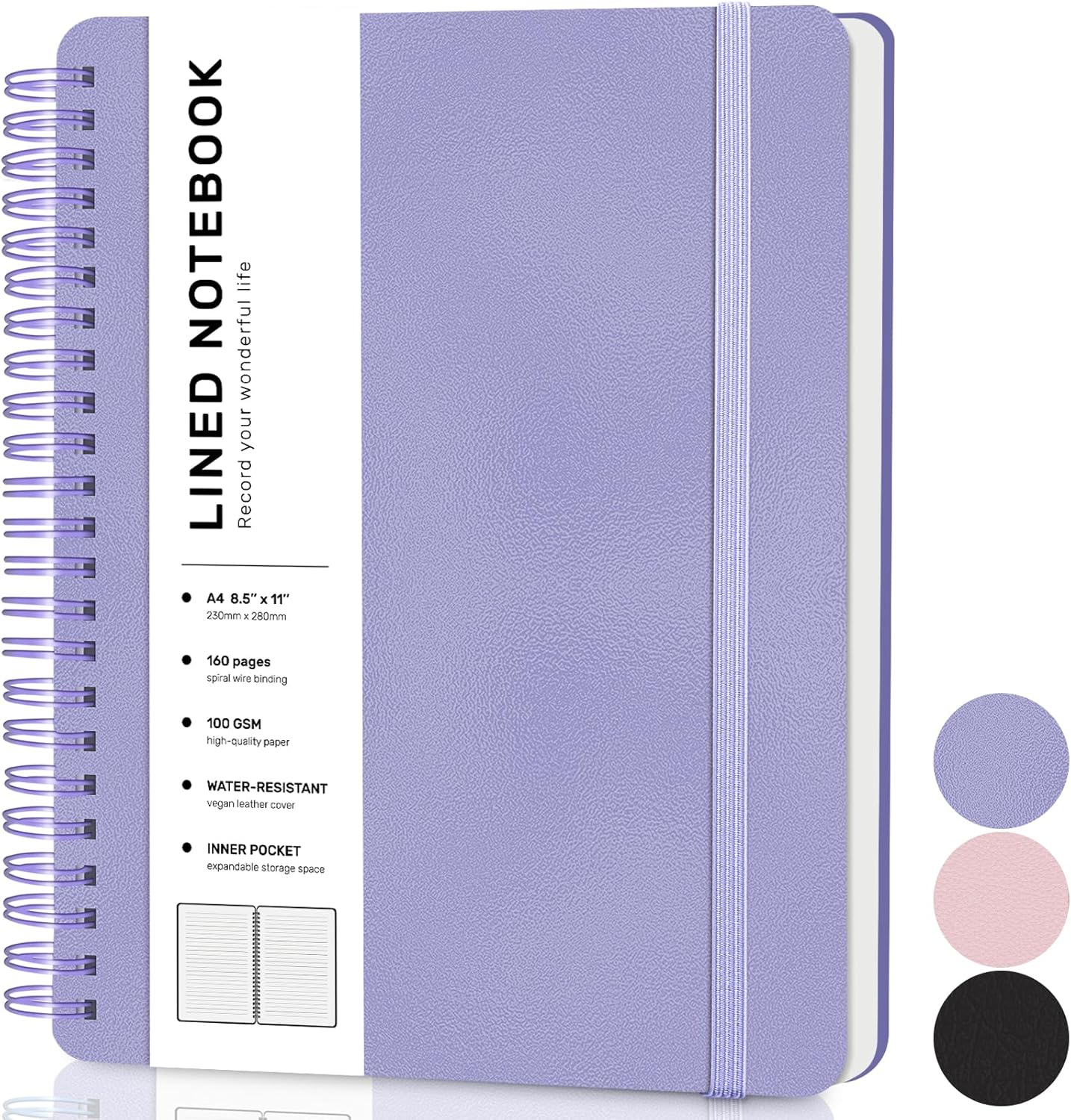 ABERLLS Lined Spiral Journal Notebook with 160 Pages, 8×5.7in, A5 Spiral Notebook, Journaling Notebooks for Work, School, Women, Men, College Ruled Spiral Notebook, Hardcover Leather Journals, Blue