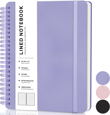 ABERLLS Lined Spiral Journal Notebook with 160 Pages, 8×5.7in, A5 Spiral Notebook, Journaling Notebooks for Work, School, Women, Men, College Ruled Spiral Notebook, Hardcover Leather Journals, Blue