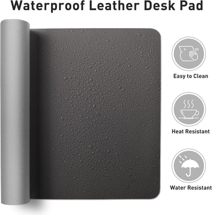 Aothia Non-Slip Waterproof PU Leather Desk Pad Protector for Mouse, Writing Desk, Office, Home, Laptop Blotter, 23.6" x 13.7", Black - Colors B