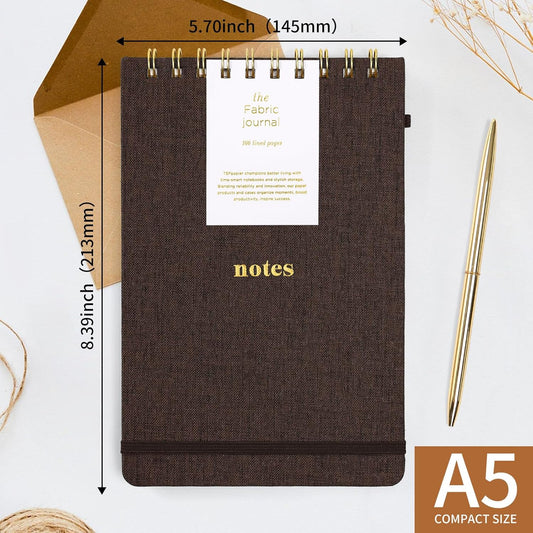A5 Top Spiral Notebook – Hardcover Journal 160 Pages 100 GSM Thick Paper With Elastic Band & Pen Holder Steno Pads College Ruled Writing Notebooks for Work School Travel Pink