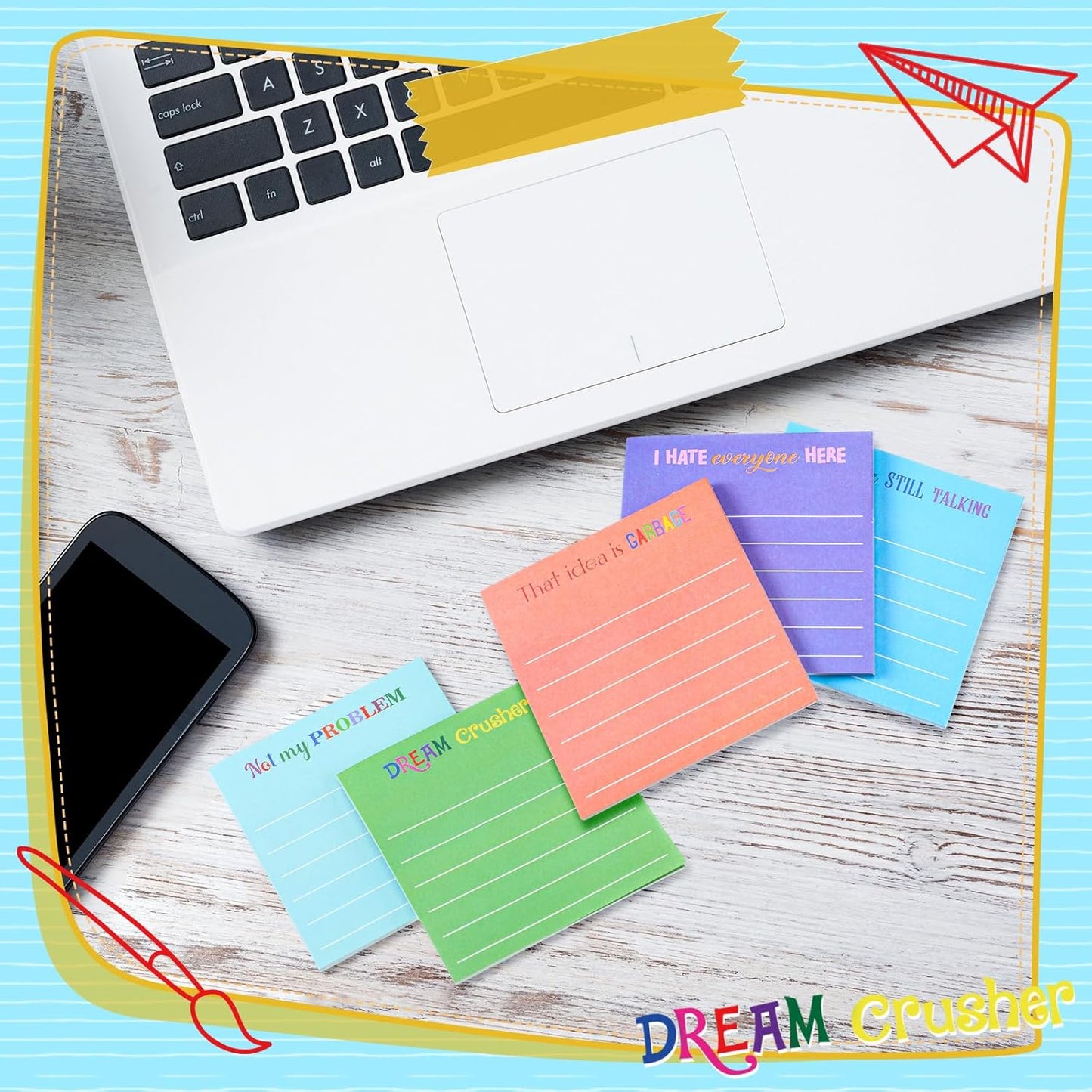 Yinder 48 Pcs Inspirational Sticky Notes Cute Motivational Sticky Notes Pad End of Year Employee Appreciation Gifts Bulk for Teacher Nurse Coworkers Office Supplies 3 x 3'' (Thank You,Dark Color)