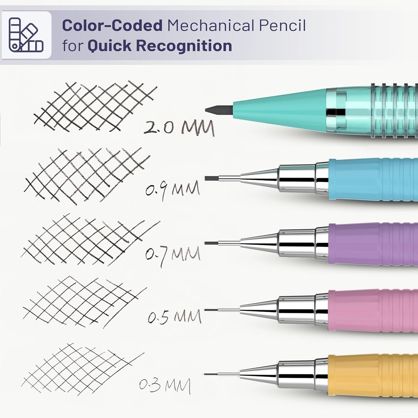 Mr. Pen- Art Mechanical Pencil Set, 5 Vintage Mechanical Pencils (0.3, 0.5, 0.7, 0.9, 2.0mm), 5 HB Lead Refills & 10 Eraser Refills, Precision Drawing Pencils for Sketching, Writing & Artwork