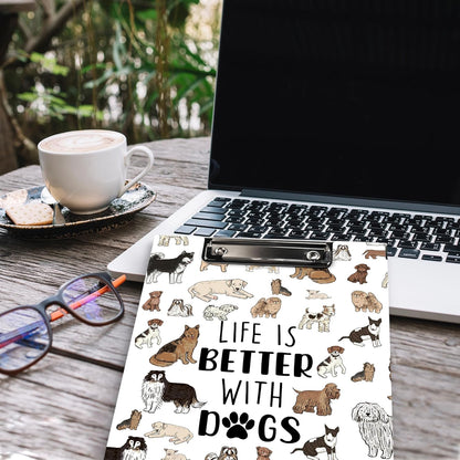Dog Animal Clipboard Folio with Storage, Cute Dogs Decorative Clipboard Folder, Puppy Dog Clipboards for Women Kids, Life is Better with Dogs Gifts Office School Supplies, 12.4x9.2In