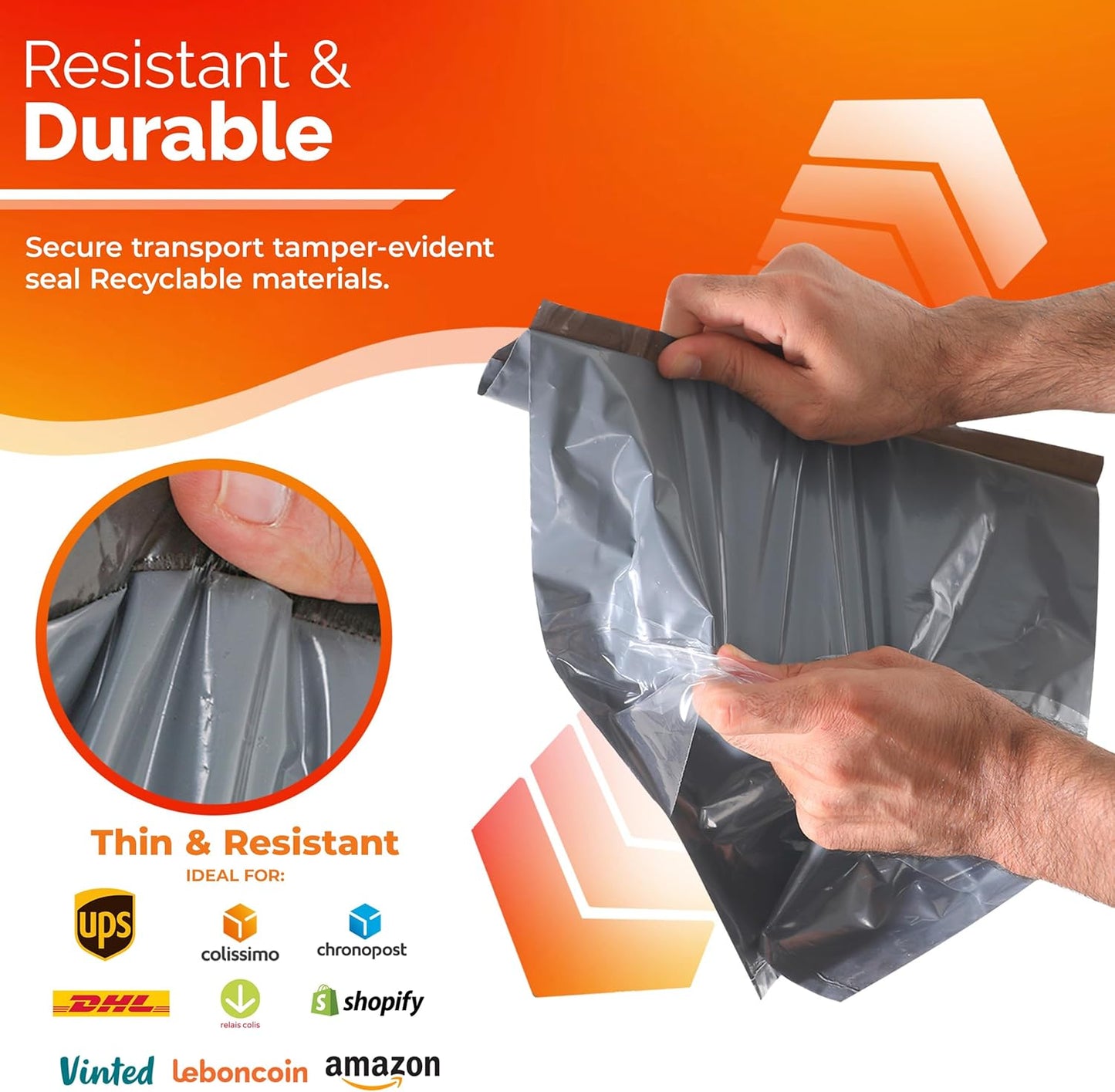 Poly Mailers Shipping Bags (30 Pack) — Self-Seal Plastic Mailing Envelopes, 3 Sizes incl. 8x12, poly mailers 10x13 & 14x19 — Tear & Water-Resistant Plastic Shipping Bags for Clothing Not Padded, Grey