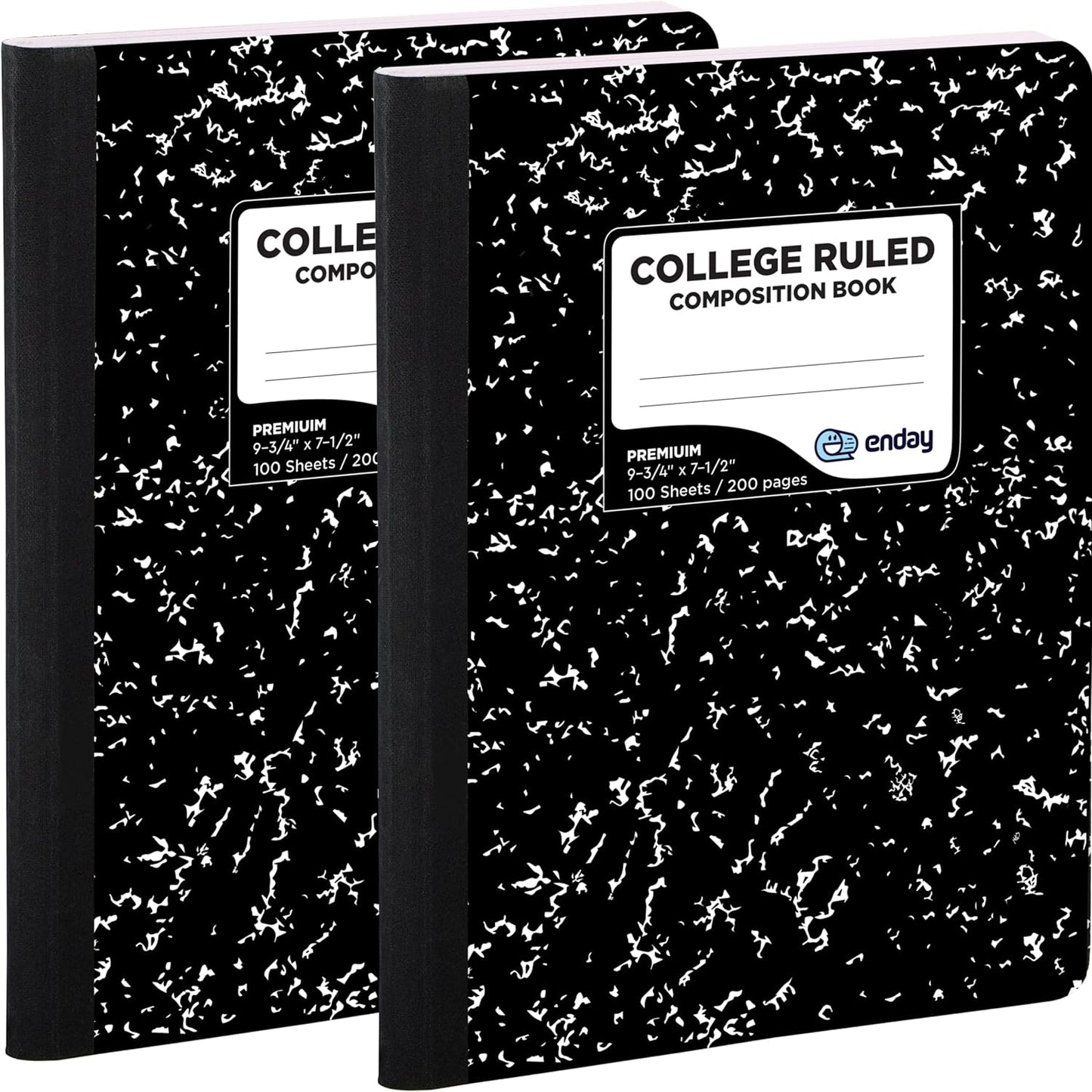 Composition Notebook College Ruled (2 Pack) Hard Cover Marble composition notebook, 100 Sheets, College ruled composition notebooks, White Paper Composition books, Black and white composition notebook