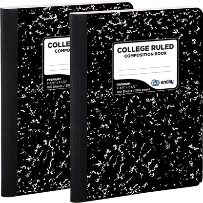 Composition Notebook College Ruled (2 Pack) Hard Cover Marble composition notebook, 100 Sheets, College ruled composition notebooks, White Paper Composition books, Black and white composition notebook