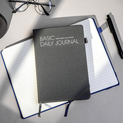 CAGIE Journal Notebook for Women Men, Hardcover Lined Notebooks Journals for Writing Work Journaling Note Taking Diary with Pen Loop (Black Ruled), Gifts, 5.7" x 8.3", 196 Pages