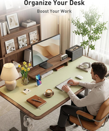 Aothia Non-Slip Waterproof PU Leather Desk Pad Protector for Mouse, Writing Desk, Office, Home, Laptop Blotter, 23.6" x 13.7", Black - Colors A