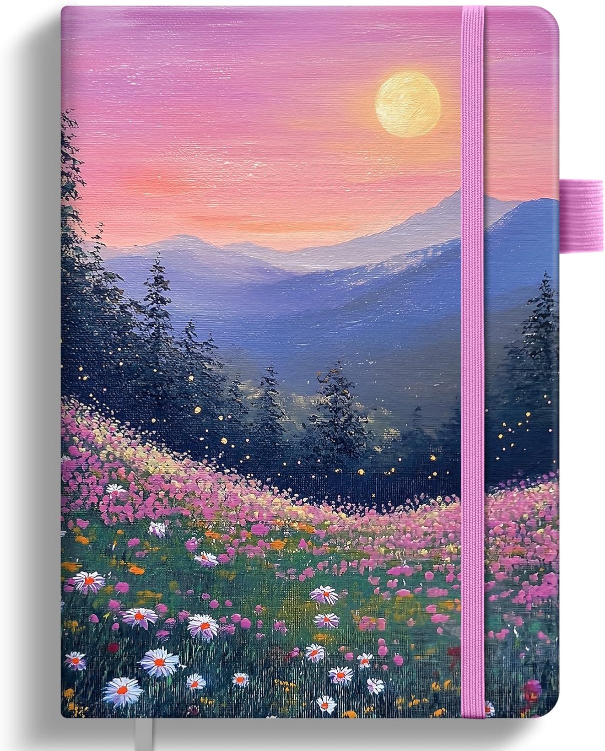 Taja Pretty Lined Journal for Women, Aesthetic Cute Hardcover Leather Journal for Writing, A5 College Ruled Notebook for Work & Note Taking, Perfect for Office School Home, 160 Pages, Meadow Flowers