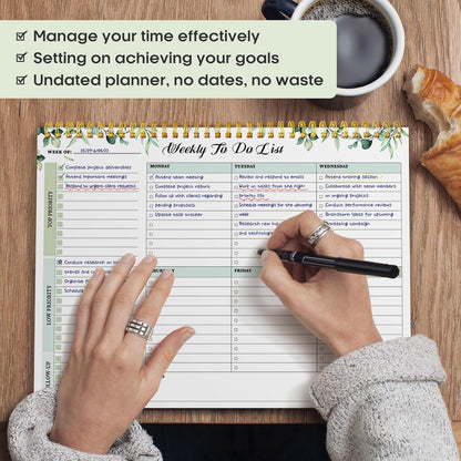 Taja Weekly To Do List Notepad with 52 Undated Sheets（8.5"×11"）- Weekly Desk Planner for Women & Man, Work and Home -1 Pack Violet Dream