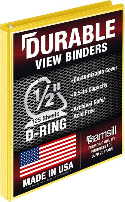 Samsill Durable 4 inch 3 Ring Binder, D Ring Binder, 100% Recycled Chipboard, Black, 2 Pack