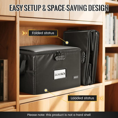 DEEGO Fireproof Document Box, Water-Resistant File Organizer Box with Lock for Document Safe, Collapsible File Organizer with Handle, Filing Cabinets for Home Office for Hanging Letter/Legal Folder
