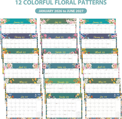 2026 Desk Calendar, Large Desktop/Wall Monthly Calendar (Jan. 2026 - Jun. 2027) 17'' x 12'' School Year Desk Planner for Teacher Family School Office Supplies