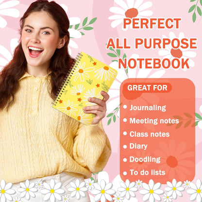 Resurhang 6 Pack A5 Composition Notebook Marble Spiral Notebooks Preppy Cute Aesthetic Hardcover Ruled Composition Books with Ballpoint Pens for School Day Classroom Prize, 5.8 x 8.3 Inch