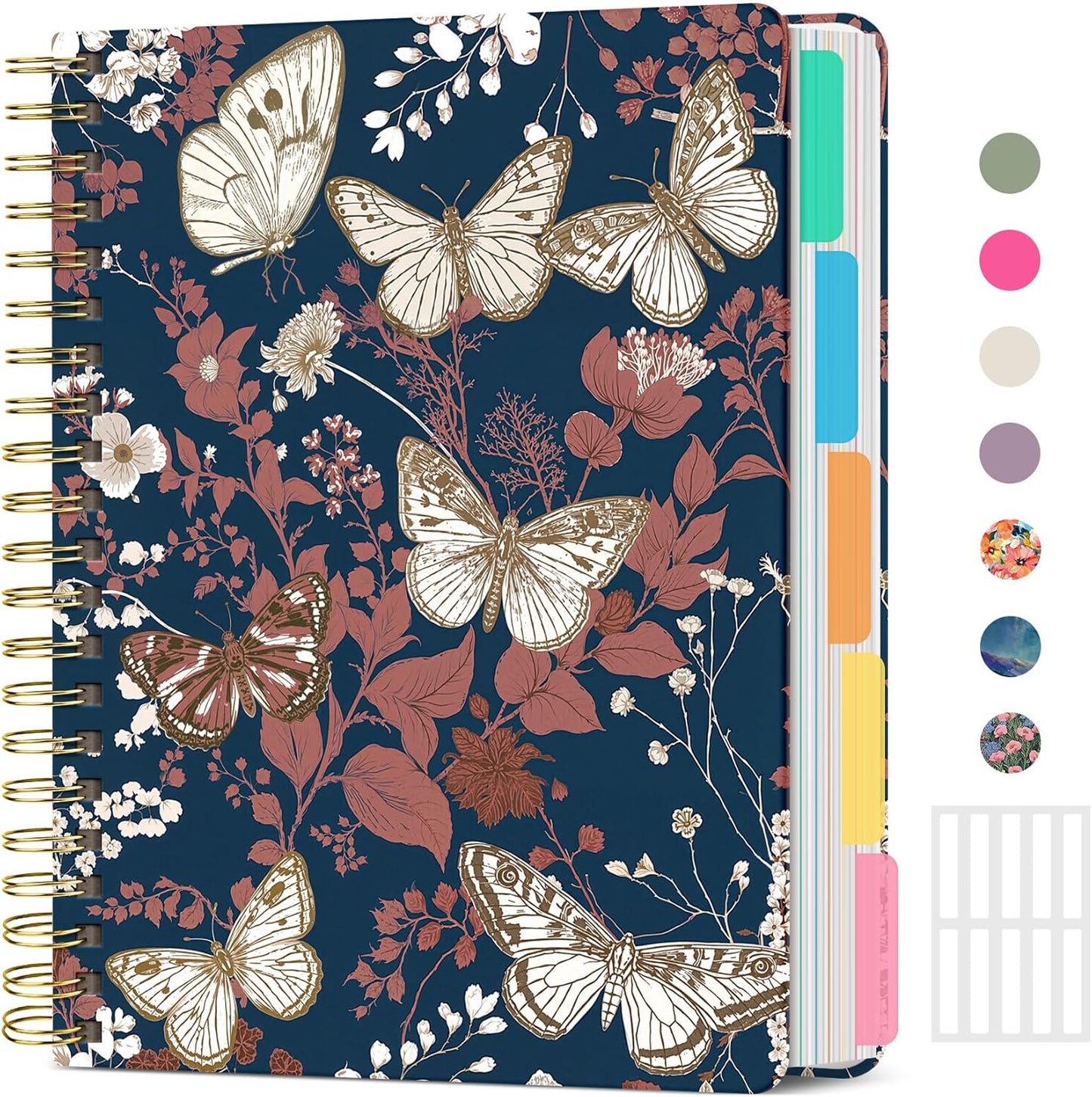 Hardcover Spiral Journal Notebooks for Work With Removable Dividers & Tabs, 8.5"x11" 5 Subject Notebook for Note Taking & Organizer, A4 College Ruled Lined Journal for Women & Writing, Aquamarine, 280 Pages