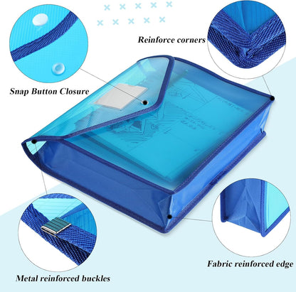 10 Pieces Plastic File Folders Envelope Expanding File Wallet Organizer Documents Folder with Snap Closure and Pocket, A4 Size Waterproof Transparent Pouch(White,Horizontal)