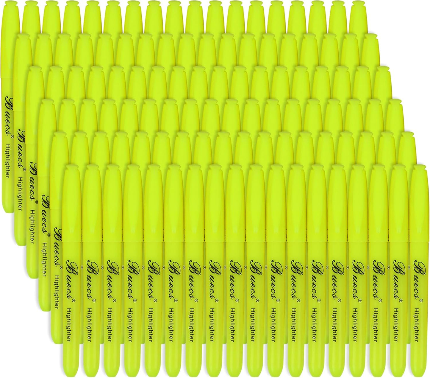 Buecs Highlighters Bulk Pack, 108 Count, Chisel Tip,Fluorescent Yellow, suitable for Adults Highlighting Planner Notes, Office School Supplies