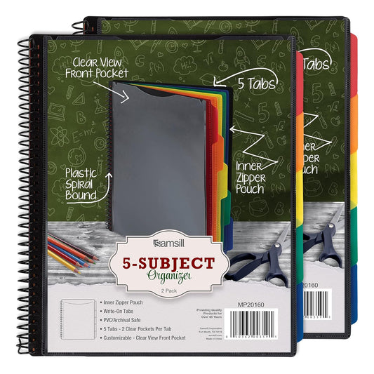 Samsill Spiral Folder Organizer - 12 Dividers & 24 Pockets with Zipper Pouch, Multi Pocket Color Cordinated Folder Binder with Customizable Tabs, Document Organizer (Fashion)