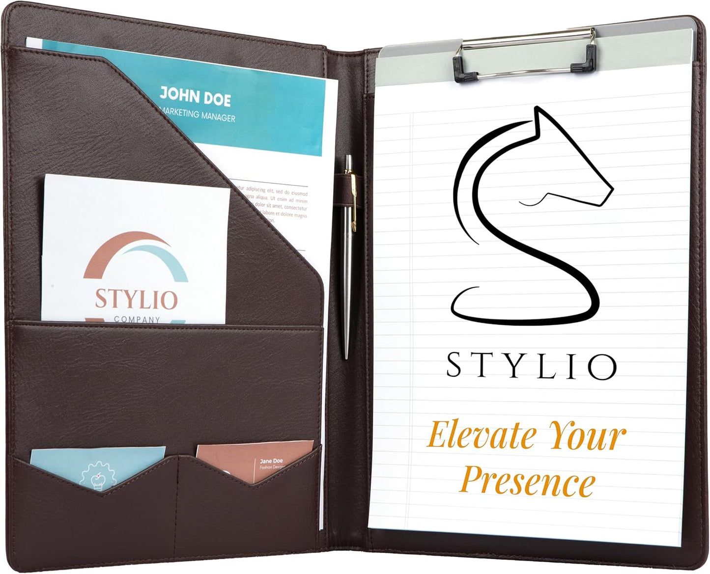 STYLIO Padfolio Folder with Removable Clipboard | Portfolio Organizer | Binder with Storage for Notebook, Notepad | Nursing Clipboard Folio, CNA Accessories for Work | Vegan Leather