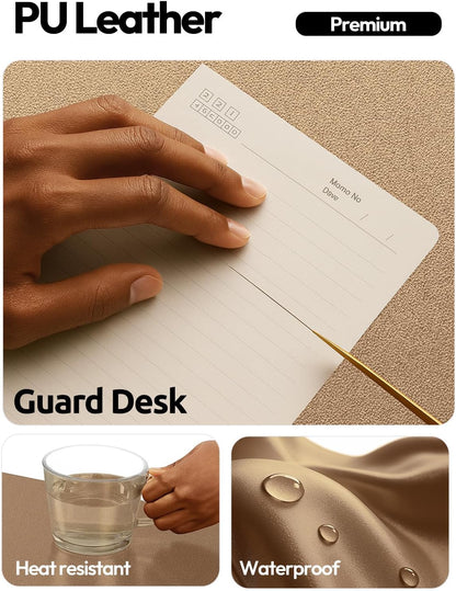 YSAGi Leather Office Desk Pad Protector, Large Mouse Pad, Non-Slip, PU Leather, Laptop Desk Blotter, Waterproof Writing Pad for Office and Home, Black, 23.6" x 13.8" - Colors B