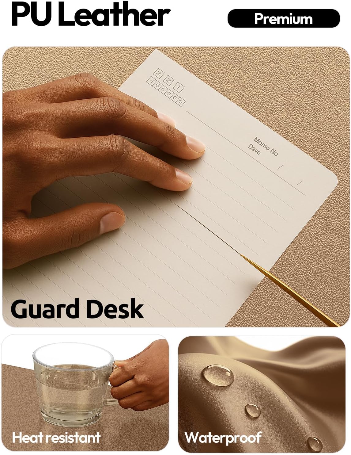 YSAGi Leather Desk Pad Protector, Large Mouse Pad, Non-Slip PU Leather Desk Blotter, Waterproof Writing Pad for Office and Home (31.5" x 15.8", Eggshell) - Colors B