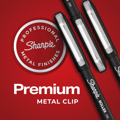 Sharpie Rollerball Pens, Needle Point Tip (0.5mm), Black Ink, 12 Count - Writing, Journaling, Note-Taking, Office Supplies