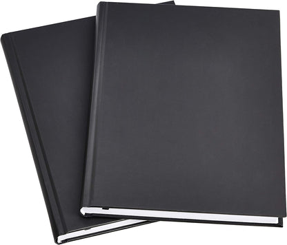 Amazon Basics Professional Hardcover Writing Journal for Journaling and Note Taking, Sturdy, Perforated Pages, 10.5 x 7.5 inches, Black, 2-Pack