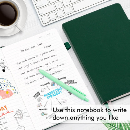 feela College Ruled Notebooks, 24 Pack Business Notebook Hardcover Lined Writing Journal with Pen Holder for Men Women Note Taking, with 24 Black Pens, 120 GSM, 5.1”x8.3”, A5, White