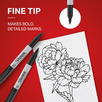 Sharpie Permanent Markers | Fine Point for Bold Details | BlackBlueRed and Green Ink Colours | 4 Marker Pens