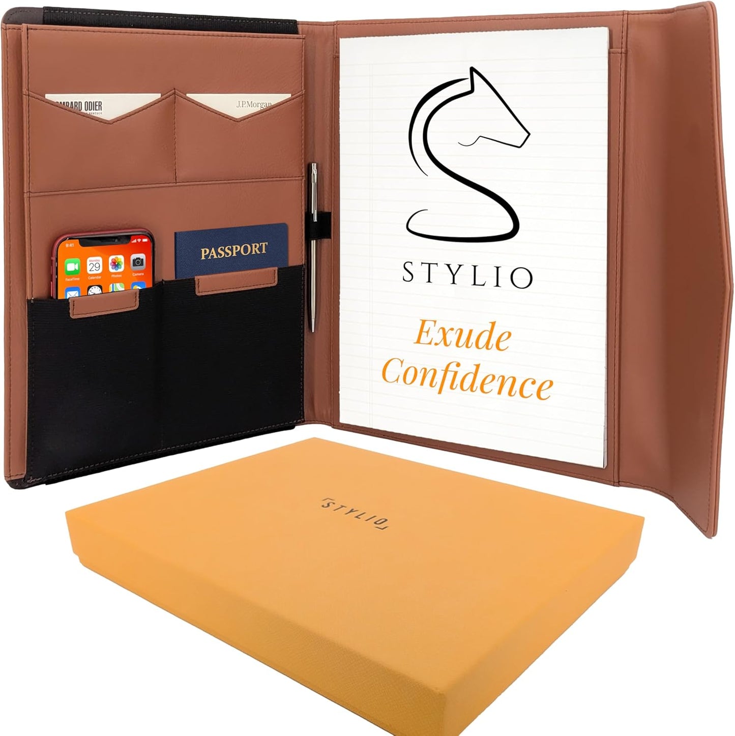 STYLIO Padfolio Folder with Removable Clipboard | Portfolio Organizer | Binder with Storage for Notebook, Notepad | Nursing Clipboard Folio, CNA Accessories for Work | Vegan Leather