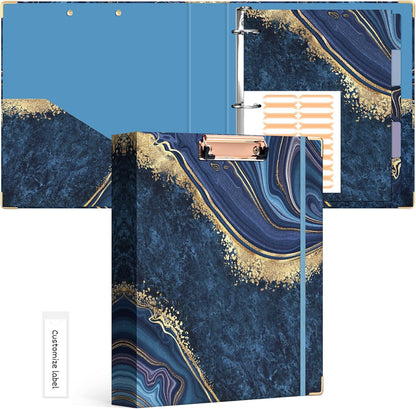 Ospelelf Binder 3 Ring 1 Inch, Floral Round Ring Clipboard Binder for Letter Size with 5 Tab Dividers, File Folder Labels, for School and Office Supplies