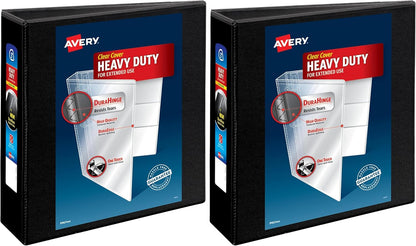 Avery Heavy-Duty View 3 Ring Binder, 3 Inch One Touch Slant Rings, 3.5" Spine, 1 Black Binder (79100)