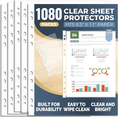 Pauuooa 120 Pack Clear Sheet Protectors 8.5 × 11 Inch, Plastic Page Sleeves for 3 Ring Binder, Transparent Letter‑Size Document Covers, Top Loading, for Paper Documents, Home, School and Office Use