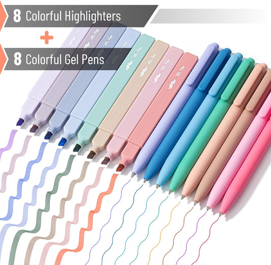 Mr. Pen- Aesthetic Highlighters and Gel Pens, 16 Pack, 200 Sheets Transparent Sticky Tabs, Fine Point 0.7mm, Assorted Colors Bible Highlighters and Pens No Bleed for Bullet Journaling, Summarizing