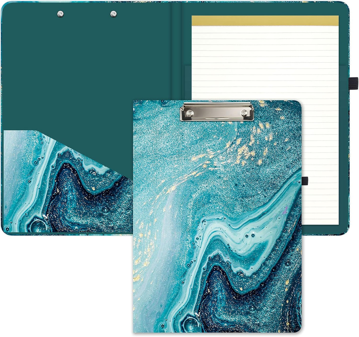 Hongri Clipboard Folio with Refillable Lined Notepad and Interior Storage Pocket for Students, Classroom, Office, Women, Man, Cute Custom Pattern, Size 12.8 x 9.2 in, Classic Flower