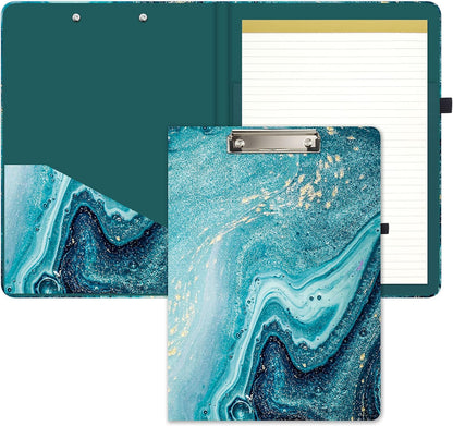 Hongri Clipboard Folio with Refillable Lined Notepad and Interior Storage Pocket for Students, Classroom, Office, Women, Man, Cute Custom Pattern, Size 12.8 x 9.2 in, Classic Flower