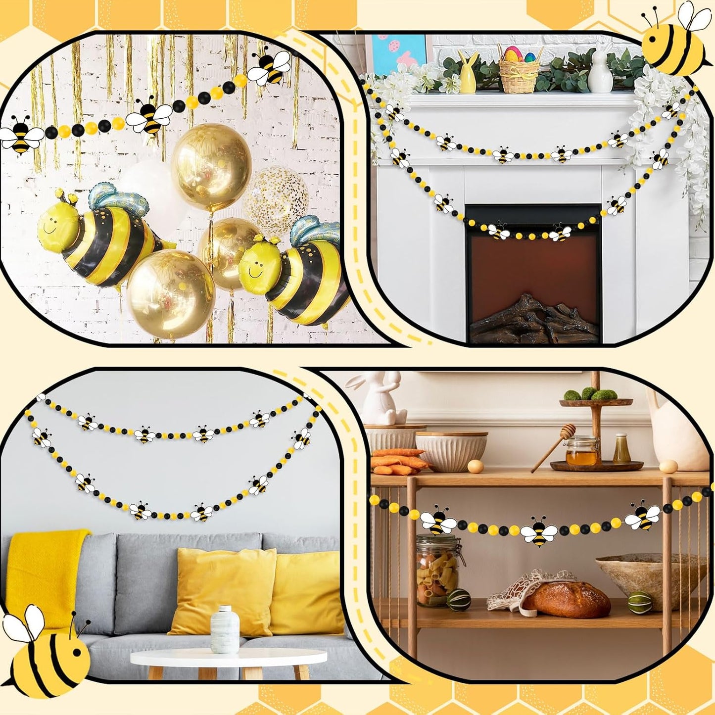 8.2 Ft Pencil Wooden Garland Graduation Yellow Pencil Banners with Cute Beads Hanging Ornaments for Kindergarten Classroom Office Home First Day of School Party Decor