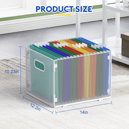 samstar 2 Pack Hanging File Organizer, Mesh File Folder Box Filing Box File Cabinet Organizer Storage Boxes, Letter Size