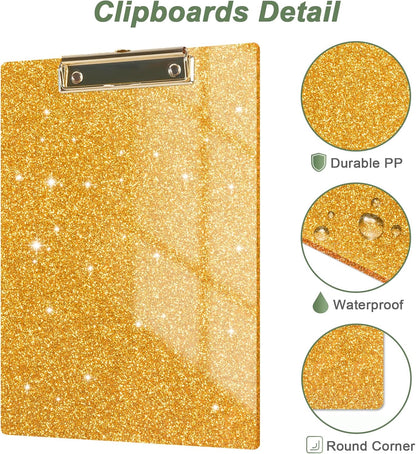 Rimilak Acrylic Glitter Clipboards, Sparkly Board with Low Profile Gold Clip, Designed for Classroom School and Office Use, A4 Letter Size 9 x 12.5 in, Pink