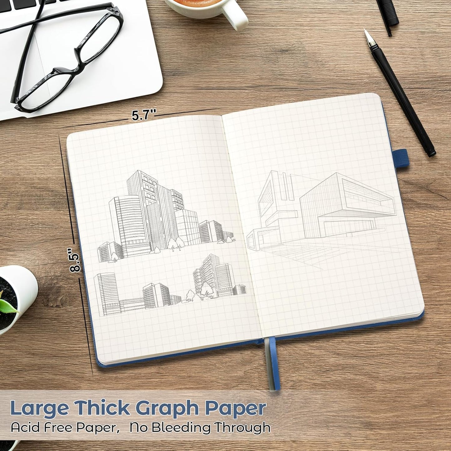 College Ruled Notebook, 5 Pack A5 Hardcover Leather Notebook for Work, Lined Notebook Journal for Women, Men, 100GSM Thick Paper, Large Notebook with Pockets, Professional Business Notebook, 5.7"x8.5"