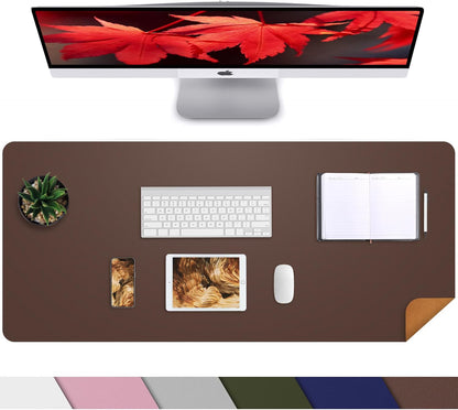 Large Desk Mat 47.2" x 17" Leather Desk Pad Protector with Natural Cork & PU Leather, Non-Slip Office Desk Mat, Large Mouse Pad, Waterproof Desk Blotter pad for Office&Home(Black)