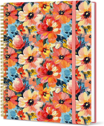 Taja Large Spiral Lined Journal for Women, 8.5" x 11" Notebooks for Work Collge Ruled, A4 Aesthetic Cute Journaling Notebooks for Writing, Plastic Cover, Celestial