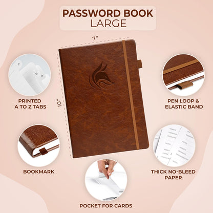 Clever Fox Password Book with alphabetical tabs. Internet Address Organizer Logbook. Small Pocket Password Keeper for Website Logins (Orange)