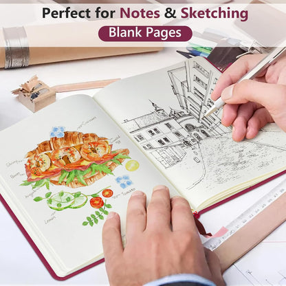 PERCUN Graph Paper Notebook, 160 Pages Grid Journal for women & men, A5 Hardcover Leather Graphing Notebook for School, Work, Travel, Note Taking 5.9”x8.5” (Black)