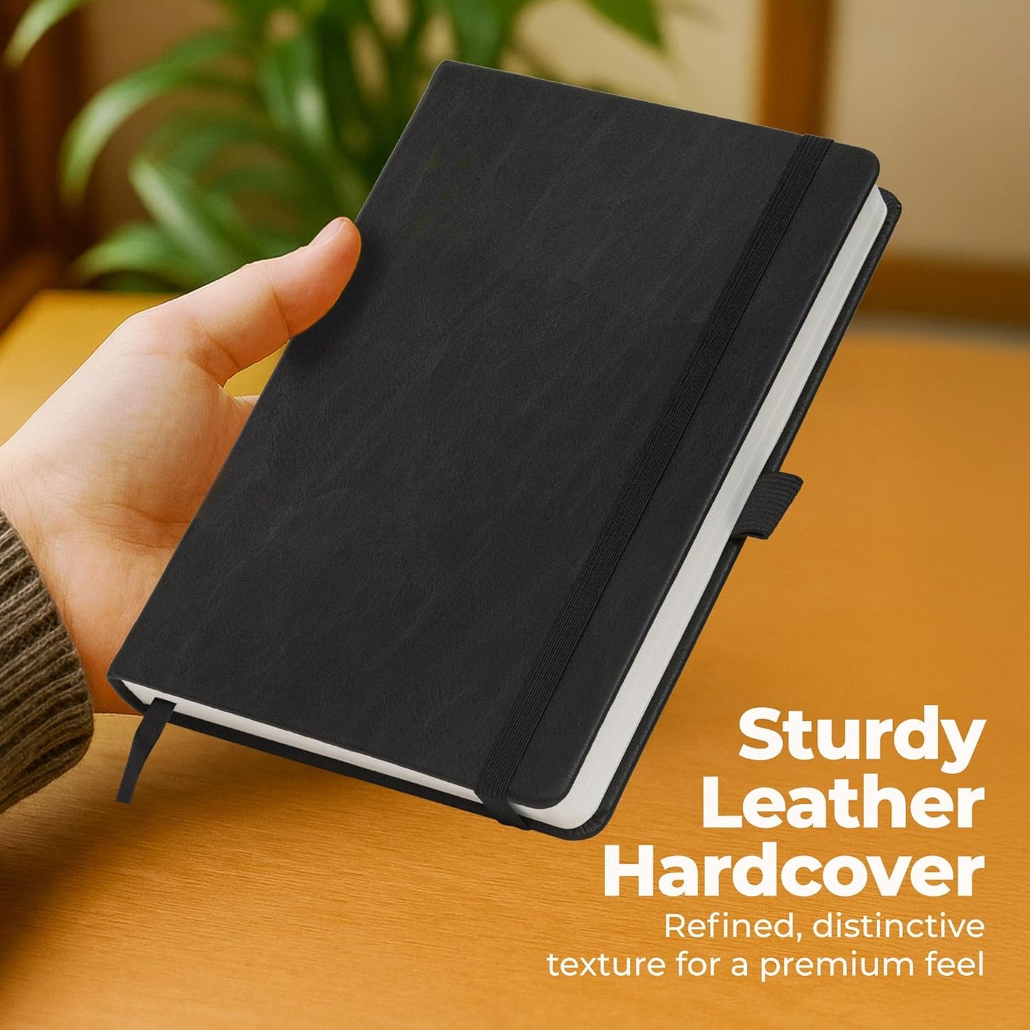 Classic Lined Journal Notebook 8.5x11" A4 Hardcover Leather - Brown - 200 Pages College Ruled Large with Sticky Tabs, Pockets, and Pen Loop for Writing and Journaling - Big Hardback Men and Women