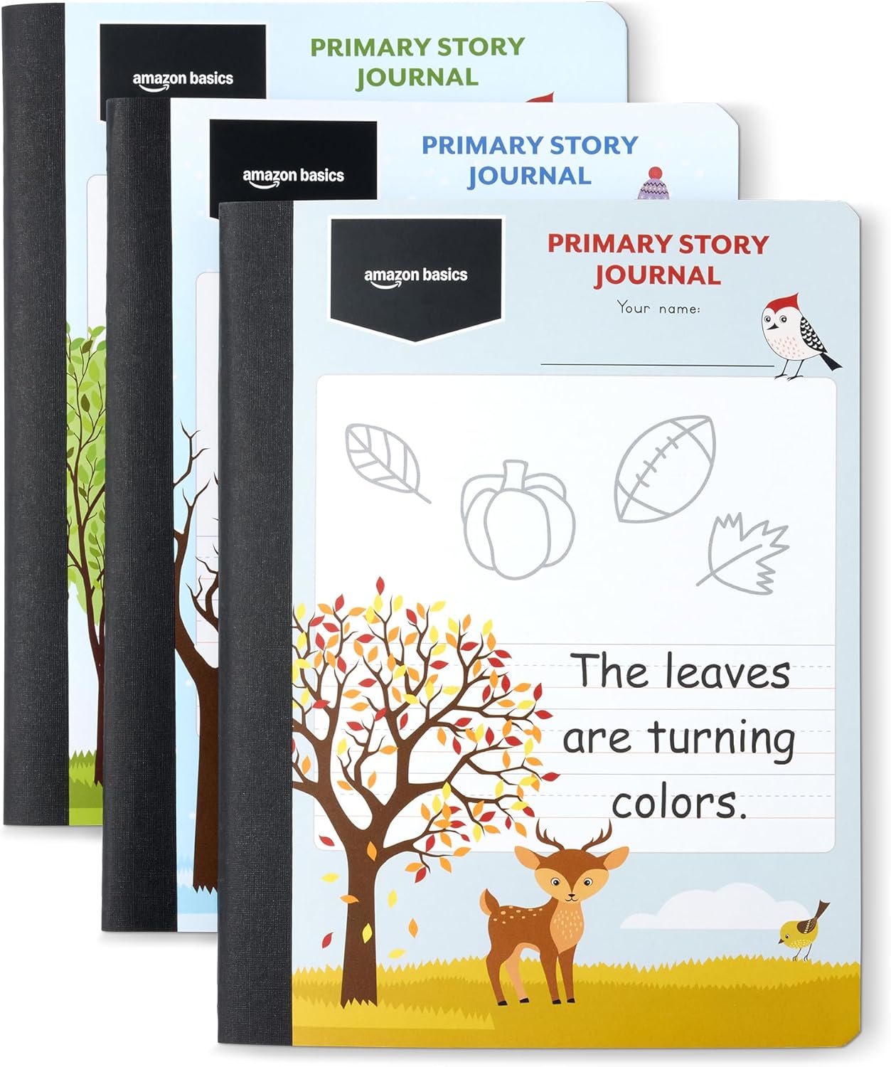 Amazon Basics Primary Composition Notebook, Extra Wide 1/2" Ruled Lines, 9.75" x 7.5", 100 Sheets, Multiple Colors, 15-Pack