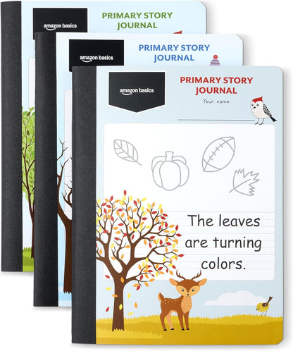 Amazon Basics Primary Composition Notebook, Extra Wide 1/2" Ruled Lines, 9.75" x 7.5", 100 Sheets, Multiple Colors, 15-Pack